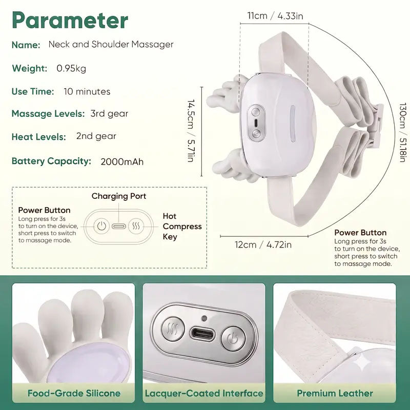 Kneading massager size and specifications